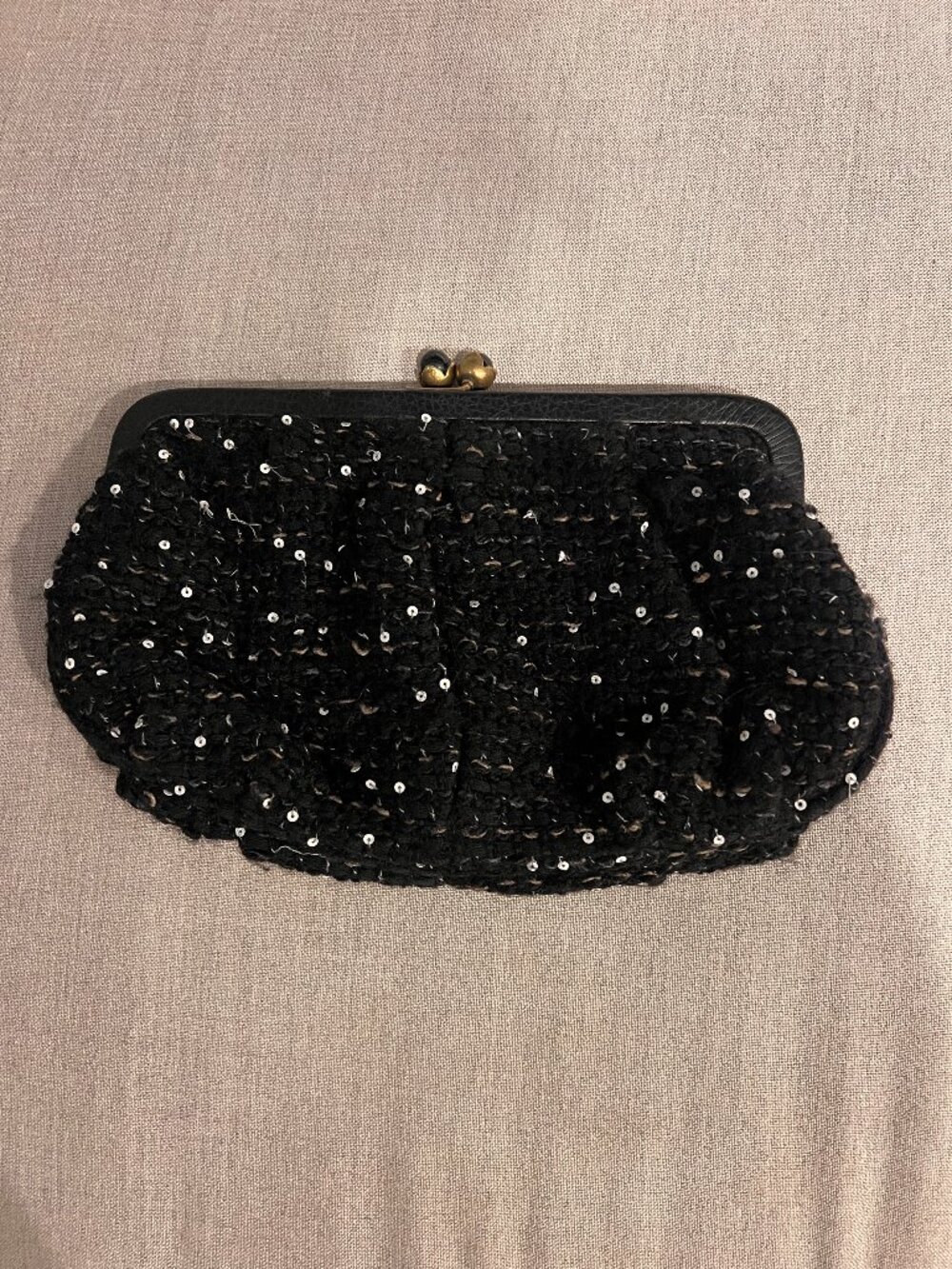 Jcrew black & white tweed clutch purse